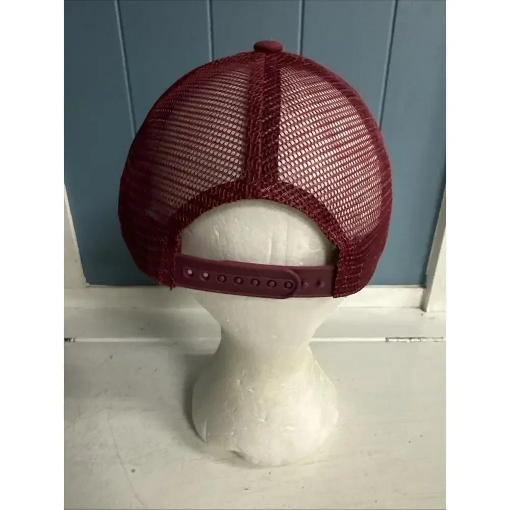 Raising Canes Snapback Trucker Hat Burgundy Adjustable Mesh Employee‎ Cap